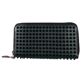 Calfskin Panettone Spiked Zip Around Wallet Black