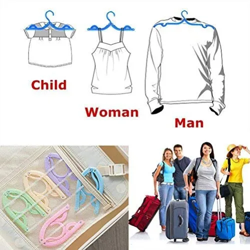 10 Pcs Travel Hangers - Portable Folding Clothes Hangers Travel Accessories Foldable Clothes Drying Rack for Travel (Colorful)