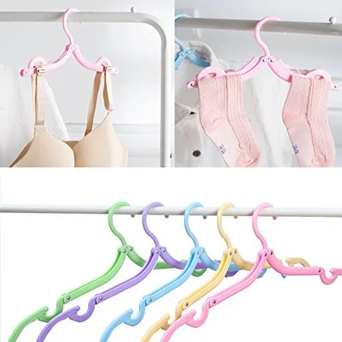 10 Pcs Travel Hangers - Portable Folding Clothes Hangers Travel Accessories Foldable Clothes Drying Rack for Travel (Colorful)