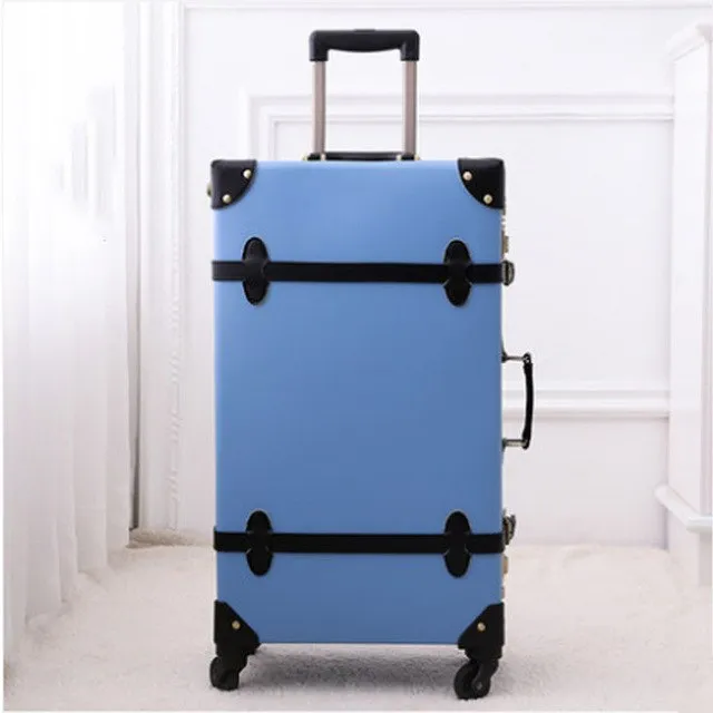 2018 Luggage Retro Solid Rolling Spinner Pu Material Suitcase 4 Wheels Silent Suitcase Case High