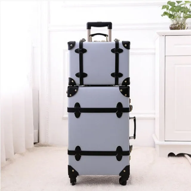 2018 Luggage Retro Solid Rolling Spinner Pu Material Suitcase 4 Wheels Silent Suitcase Case High