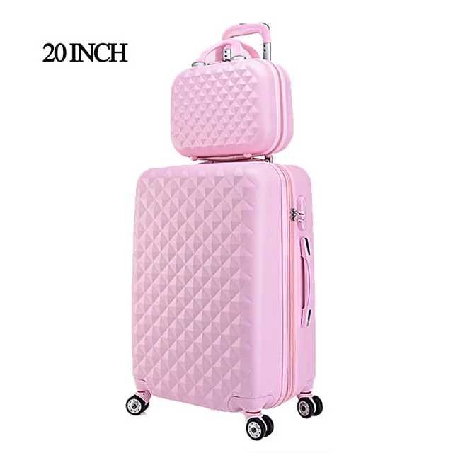 20" 12"Hot Sales Diamond Lines Trolley Suitcase Set/Travell Case Luggage/Pull Rod Trunk Rolling