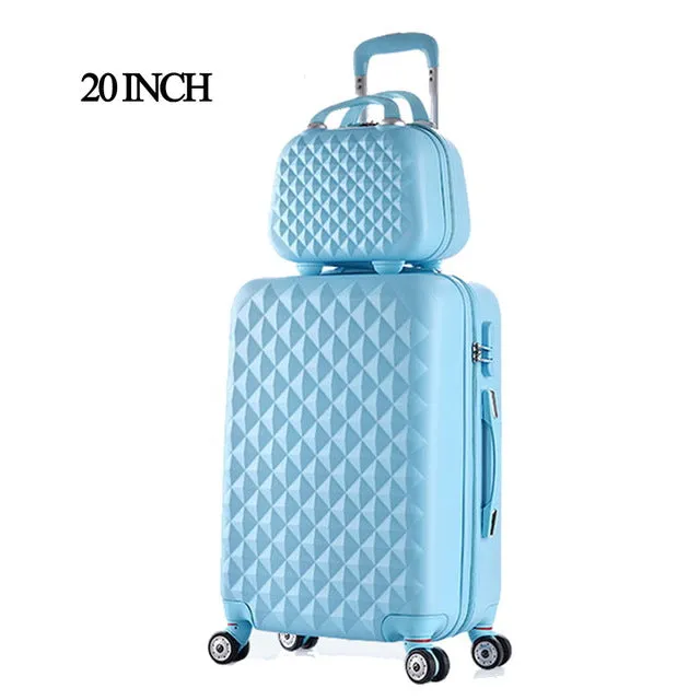 20" 12"Hot Sales Diamond Lines Trolley Suitcase Set/Travell Case Luggage/Pull Rod Trunk Rolling