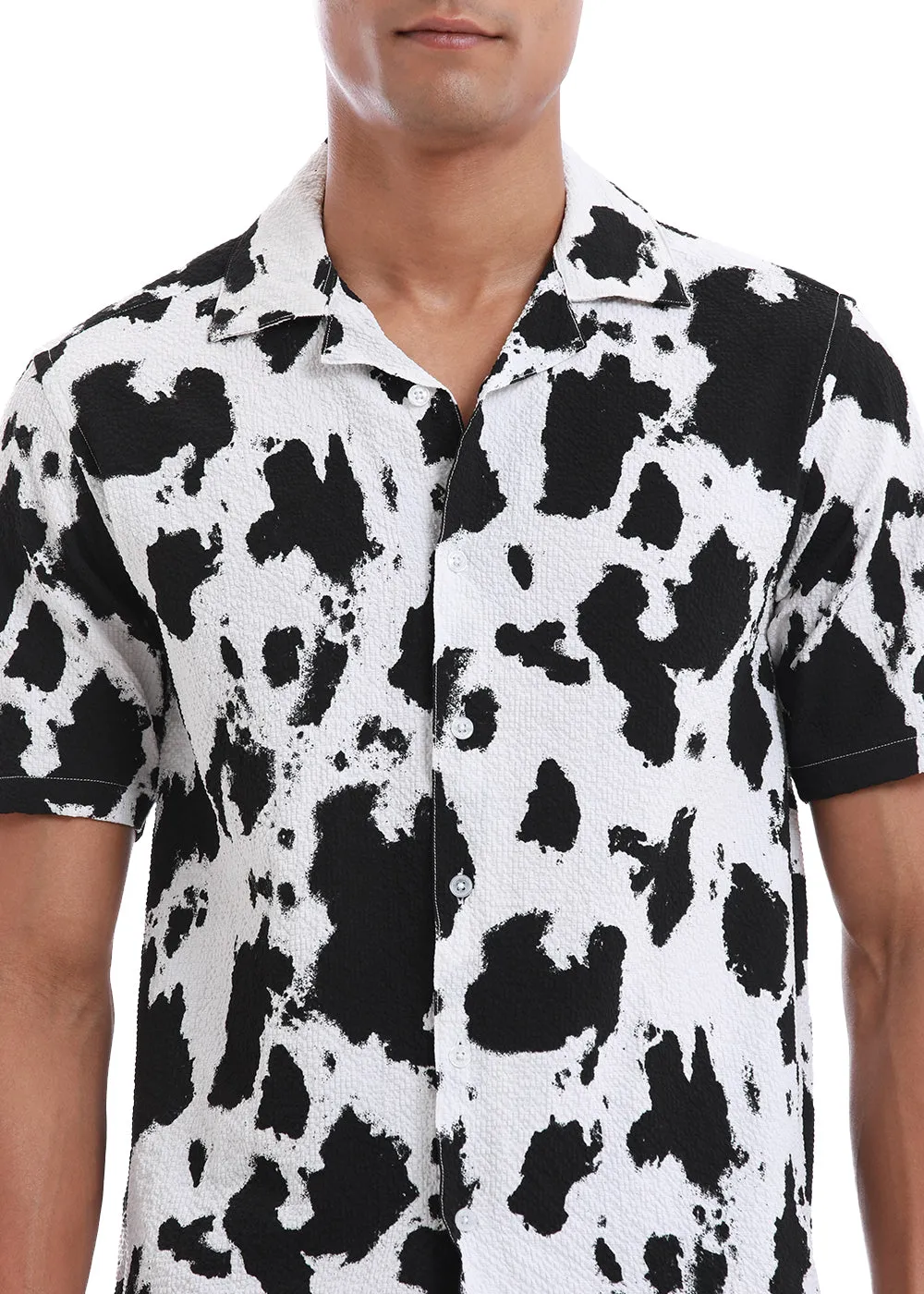 Abstract Black Print Popcorn Shirt