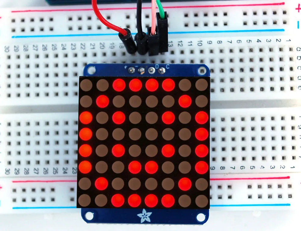 Adafruit Small 1.2" 8x8 LED Matrix w/I2C Backpack - Red or Green