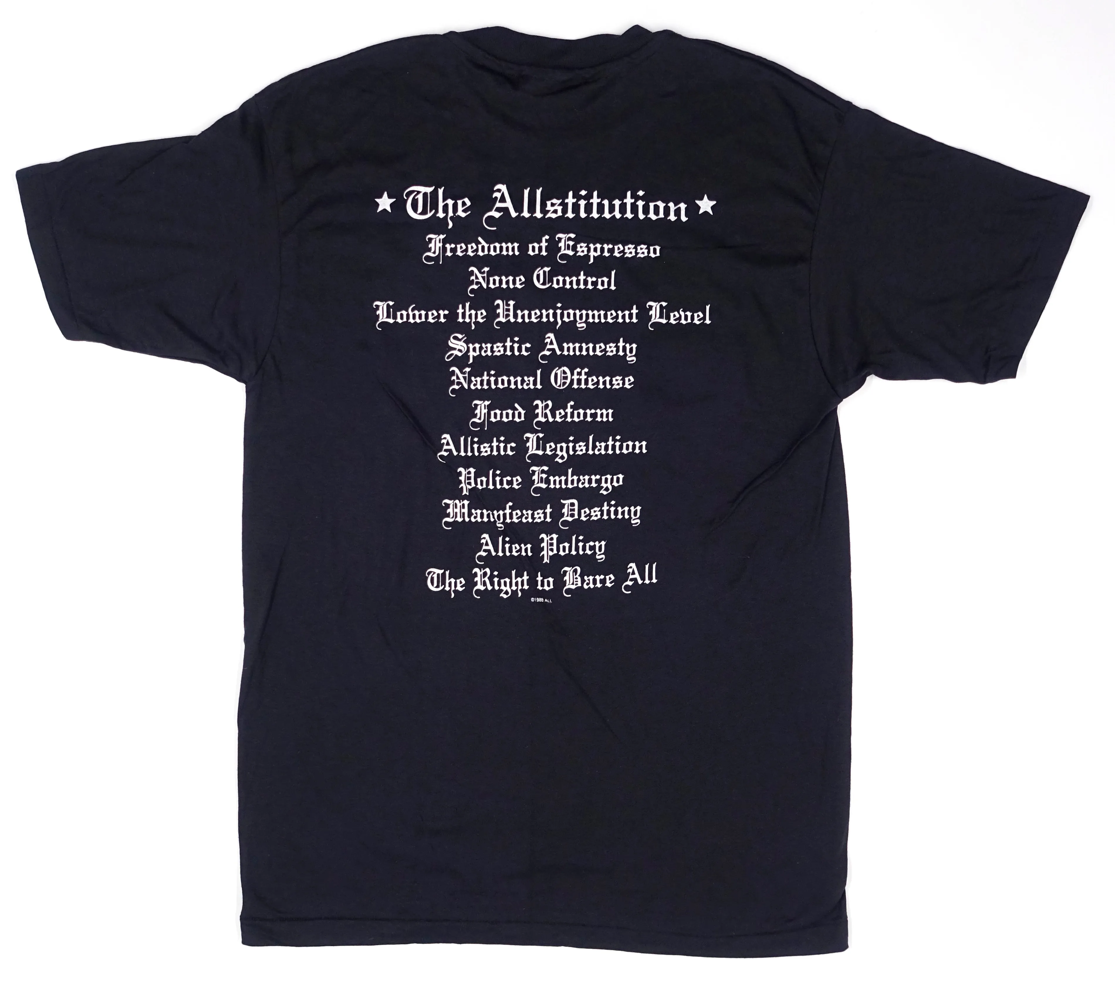 ALL - Allroy For Prez...1988 Tour (Dark Version) Shirt Size Large