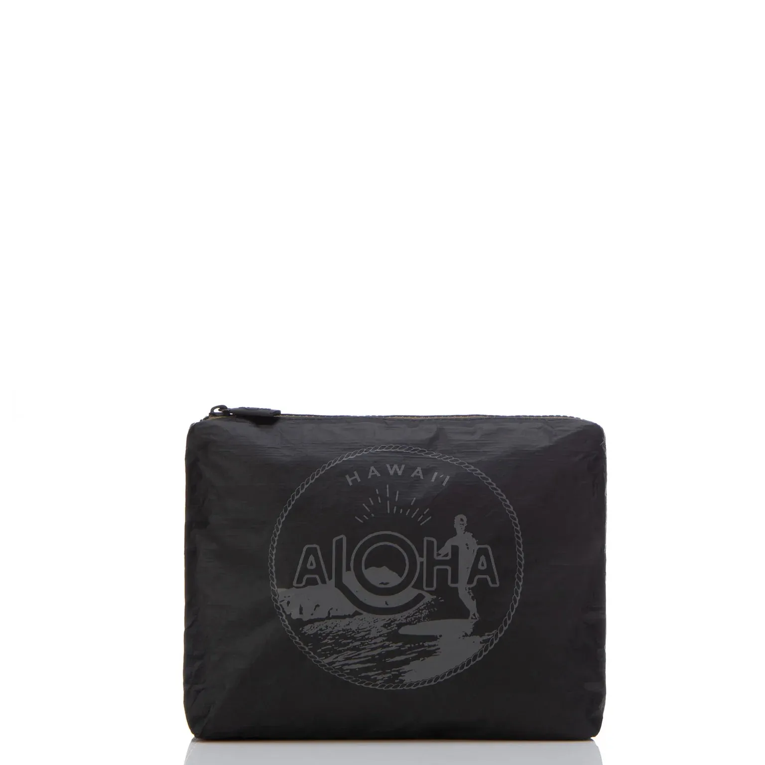 Aloha Small Waikiki Seal Charcoal on Black Pouch