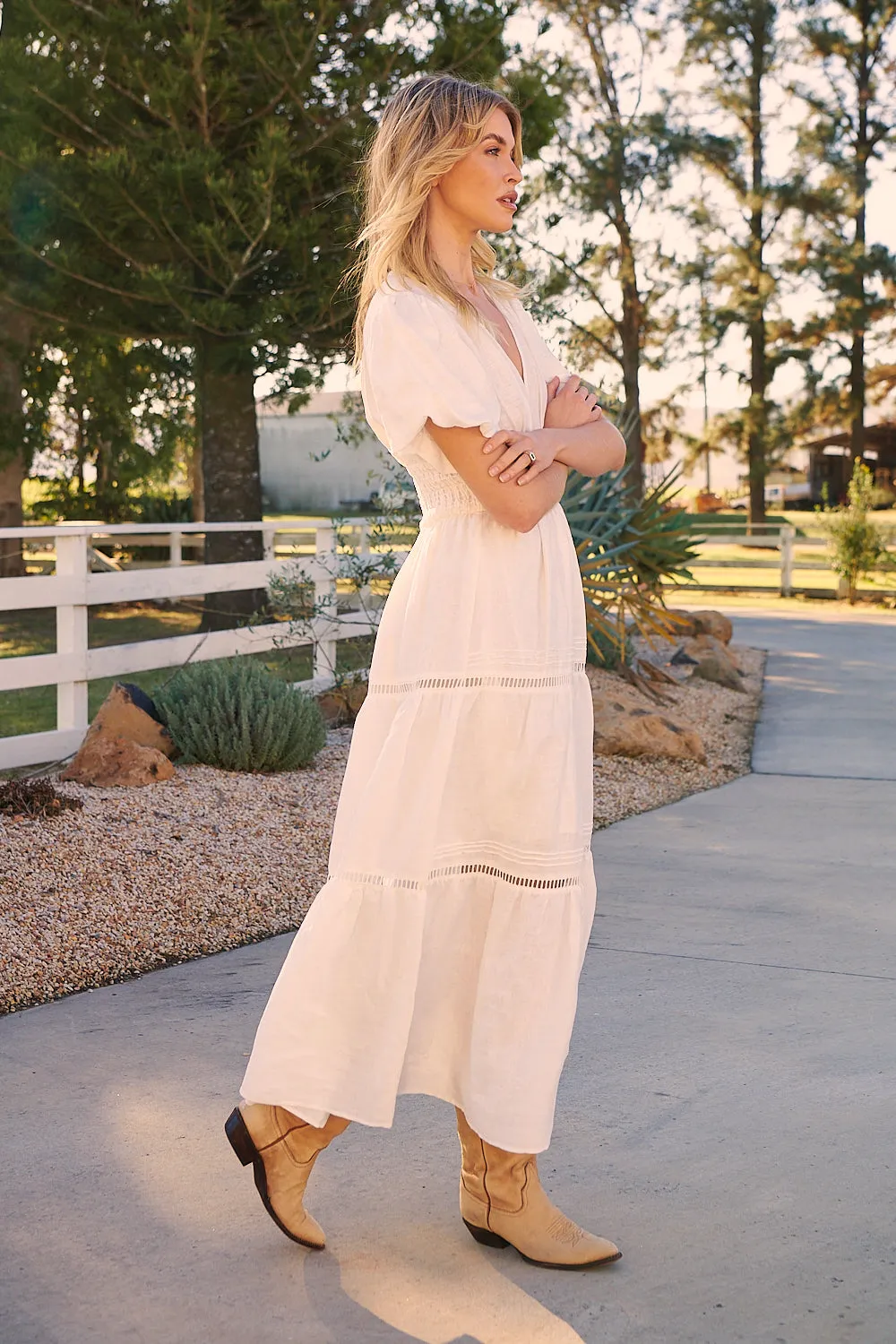 Anine Linen Maxi Dress - White