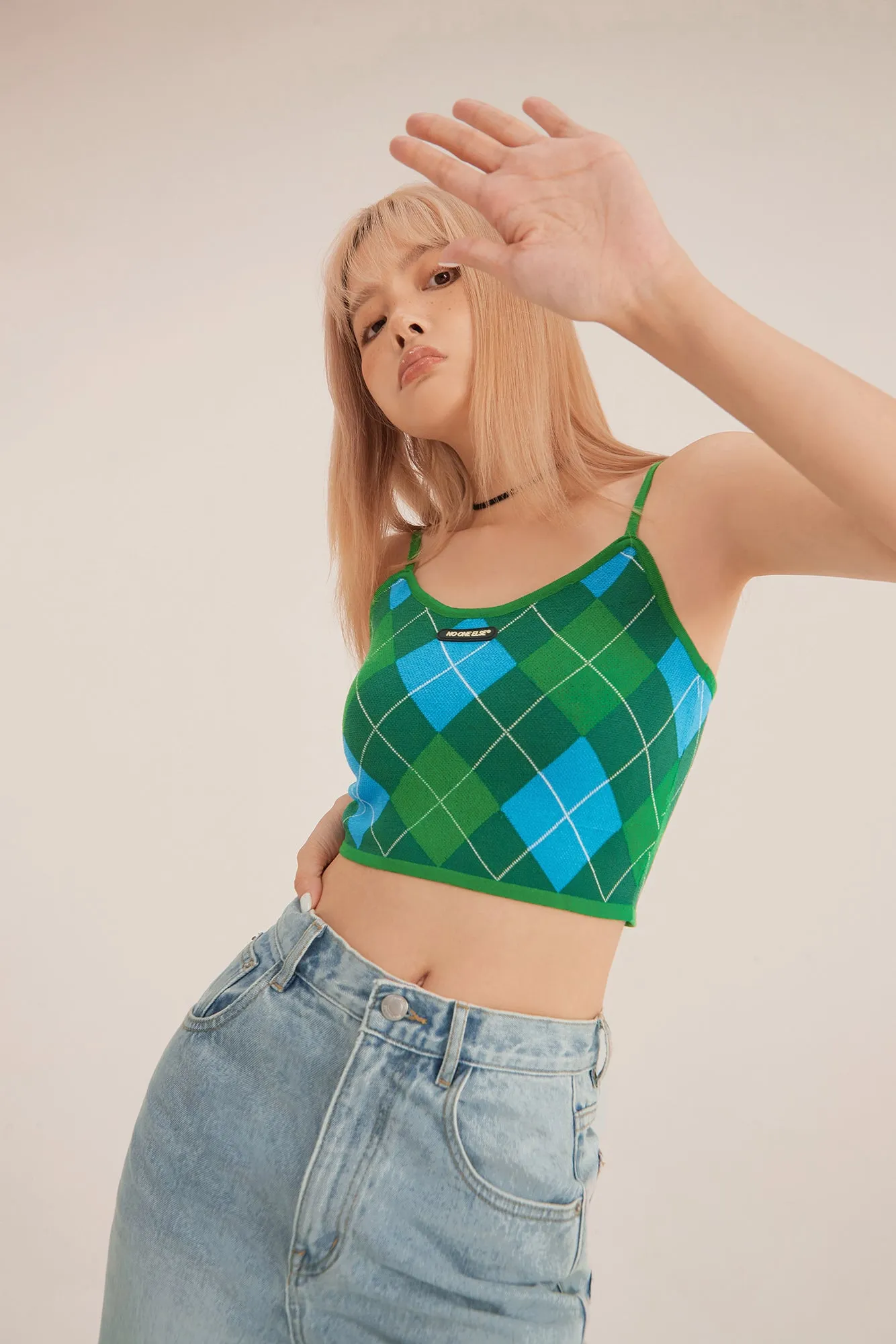 Argyle Knitwear Cami Crop Top