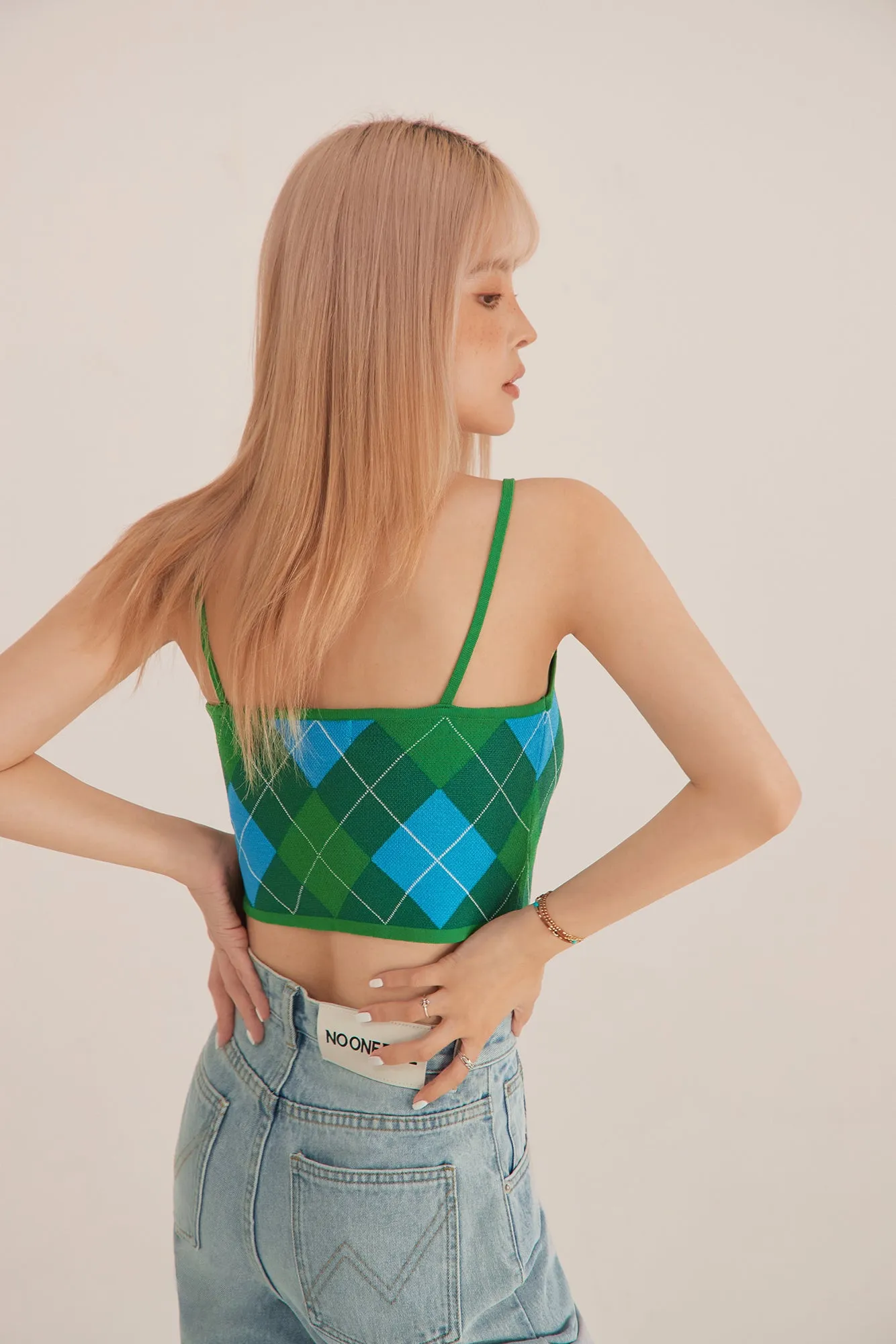 Argyle Knitwear Cami Crop Top