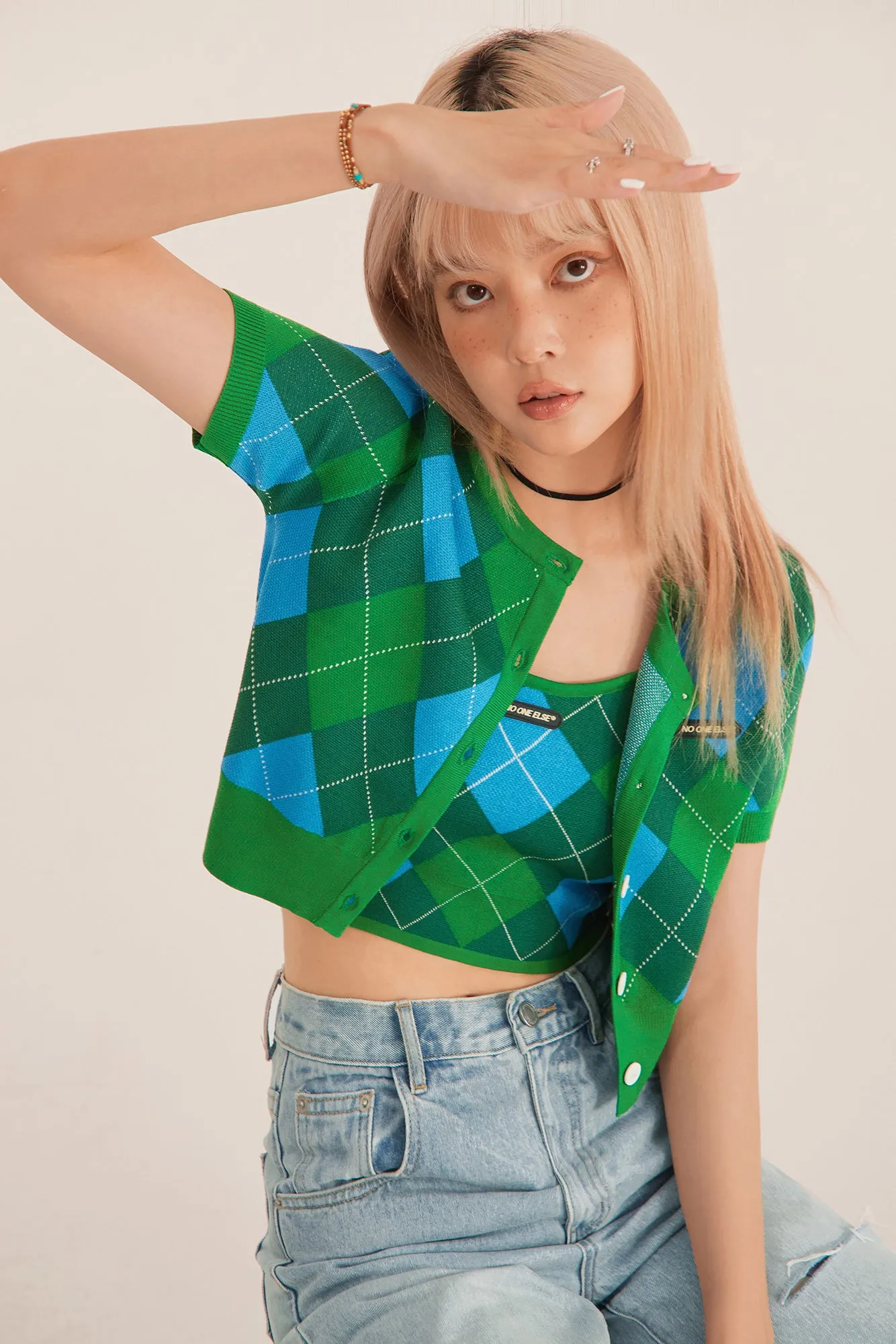 Argyle Knitwear Cami Crop Top