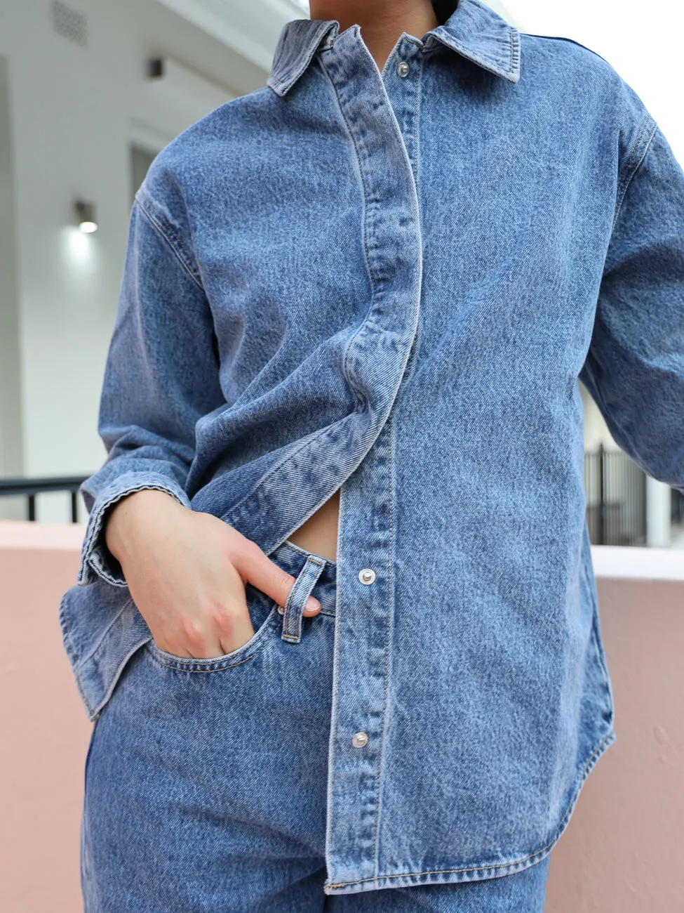 Assembly Label Rylee Denim Overshirt in Dark Stone