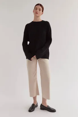 Assembly Label - Wool Cashmere Rib Long Sleeve Knit - Black