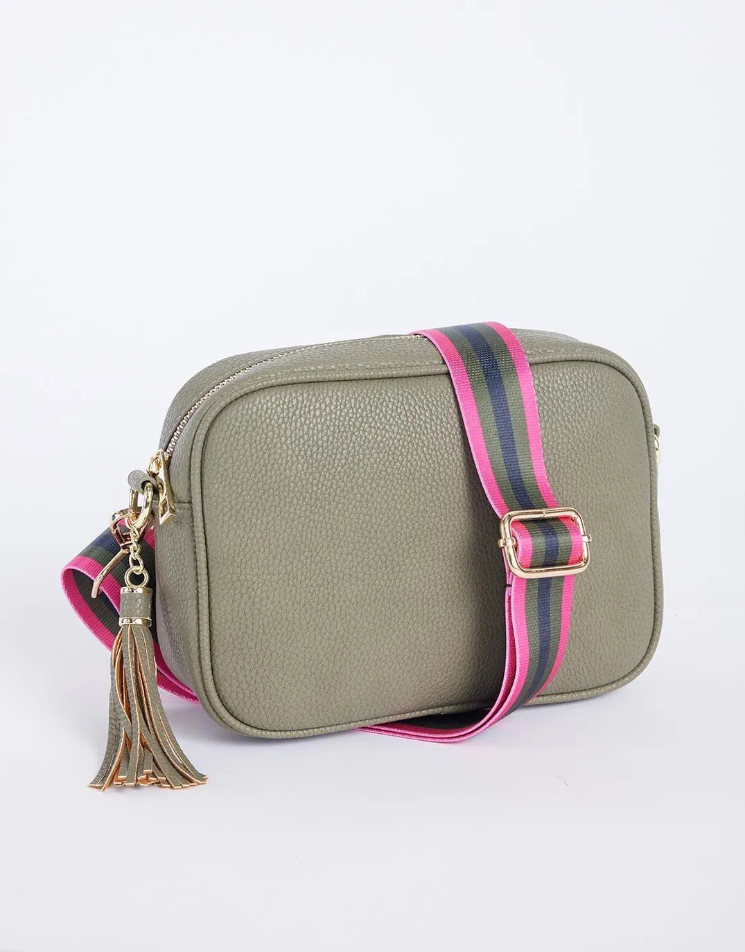 Bag Strap - Khaki/Hot Pink Stripe