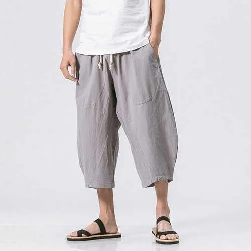 Baggy Loose Linen Calf Length Casual Shorts