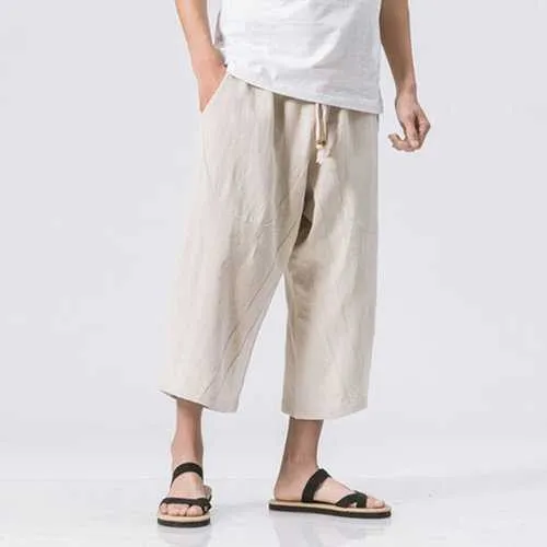 Baggy Loose Linen Calf Length Casual Shorts