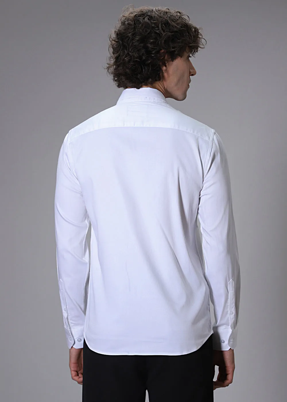 Bamboo Embroidery White Designer Shirt