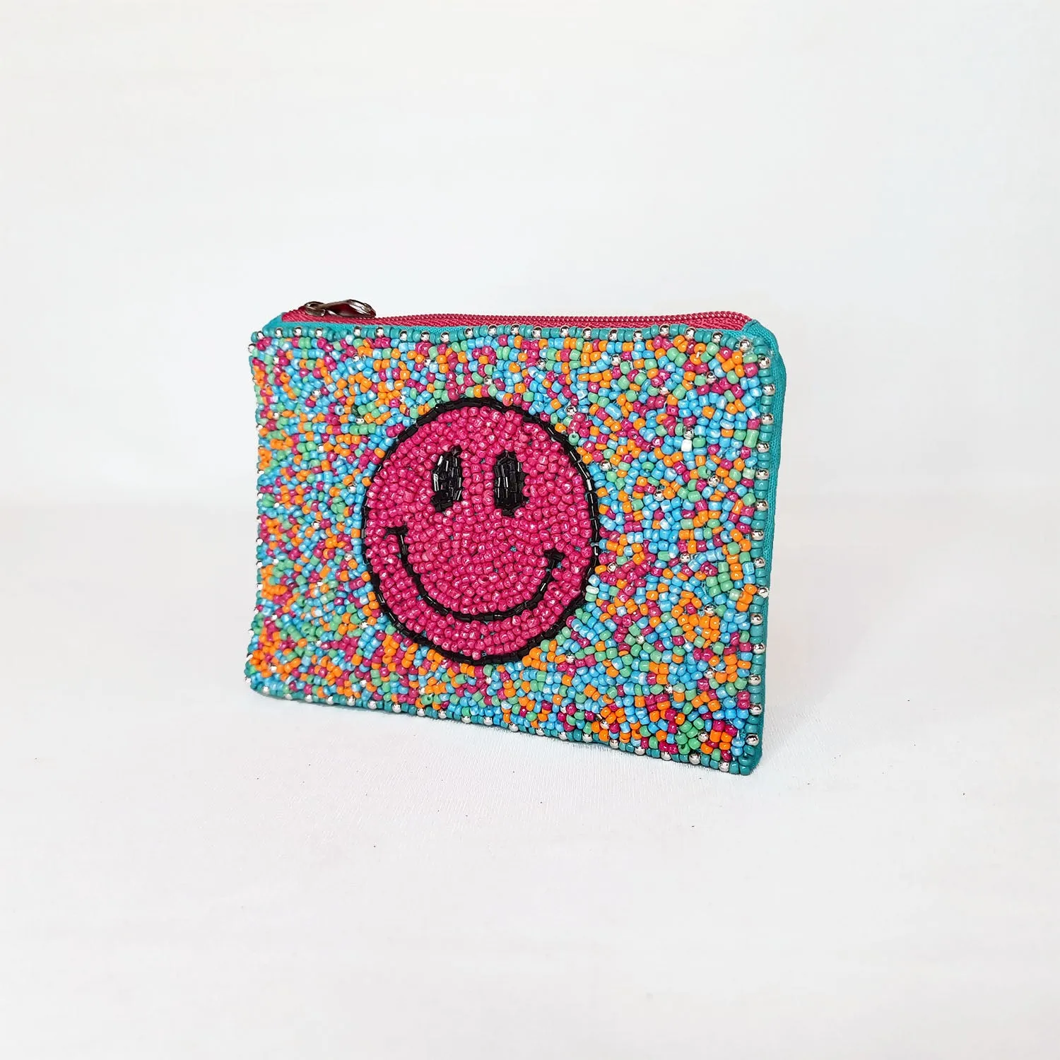 Beaded Smiley Coin Pouch