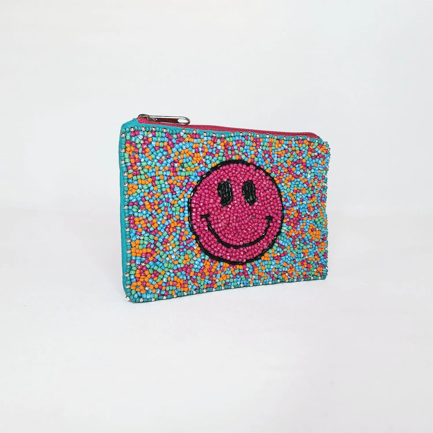 Beaded Smiley Coin Pouch