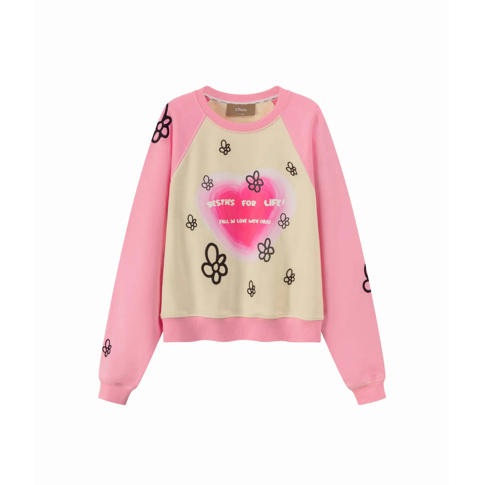 Besties For Life Flower Raglan Sweatshirt