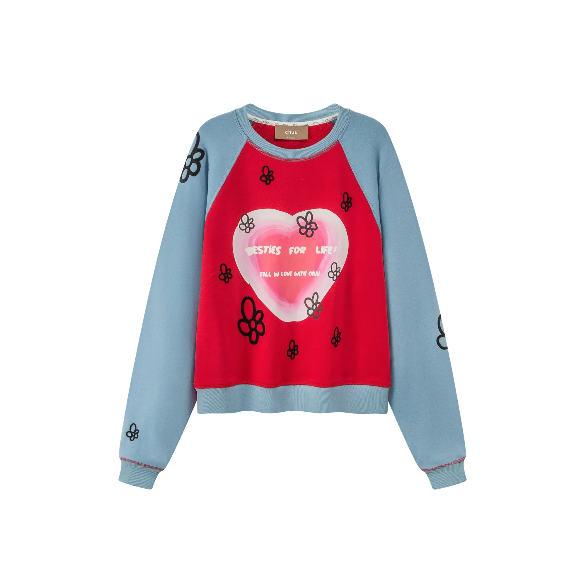 Besties For Life Flower Raglan Sweatshirt