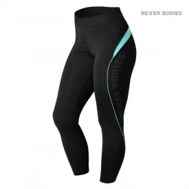 Better Bodies Fitness Curve Tights - Black-Aqua