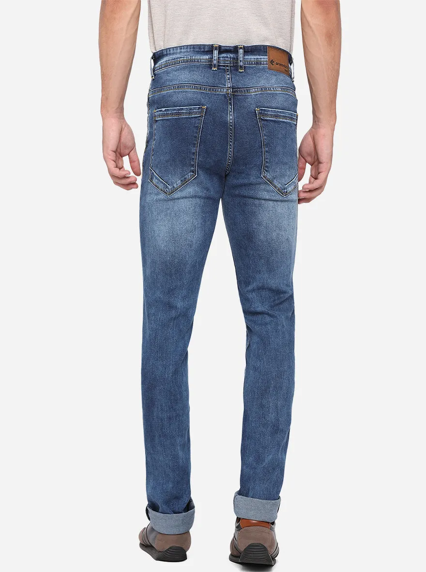 Bijou Blue Solid Narrow Fit Jeans | Greenfibre