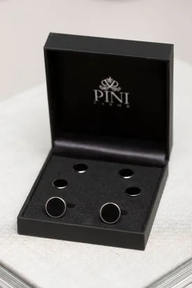 Black cufflinks and dress studs set - Made in Italy