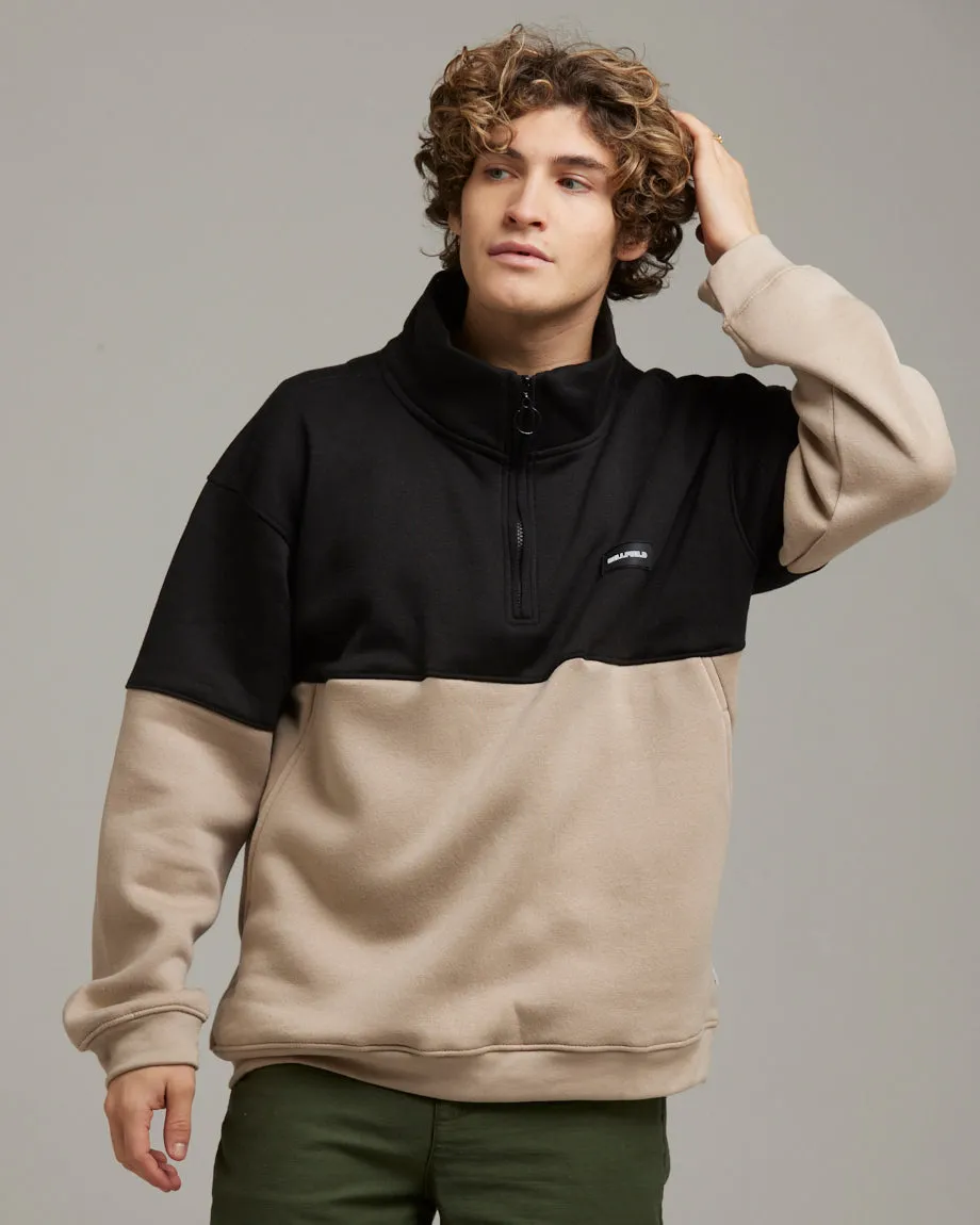 BLYTON MEN'S 1/4 ZIP CUT & SEW SWEATSHIRT | STONE