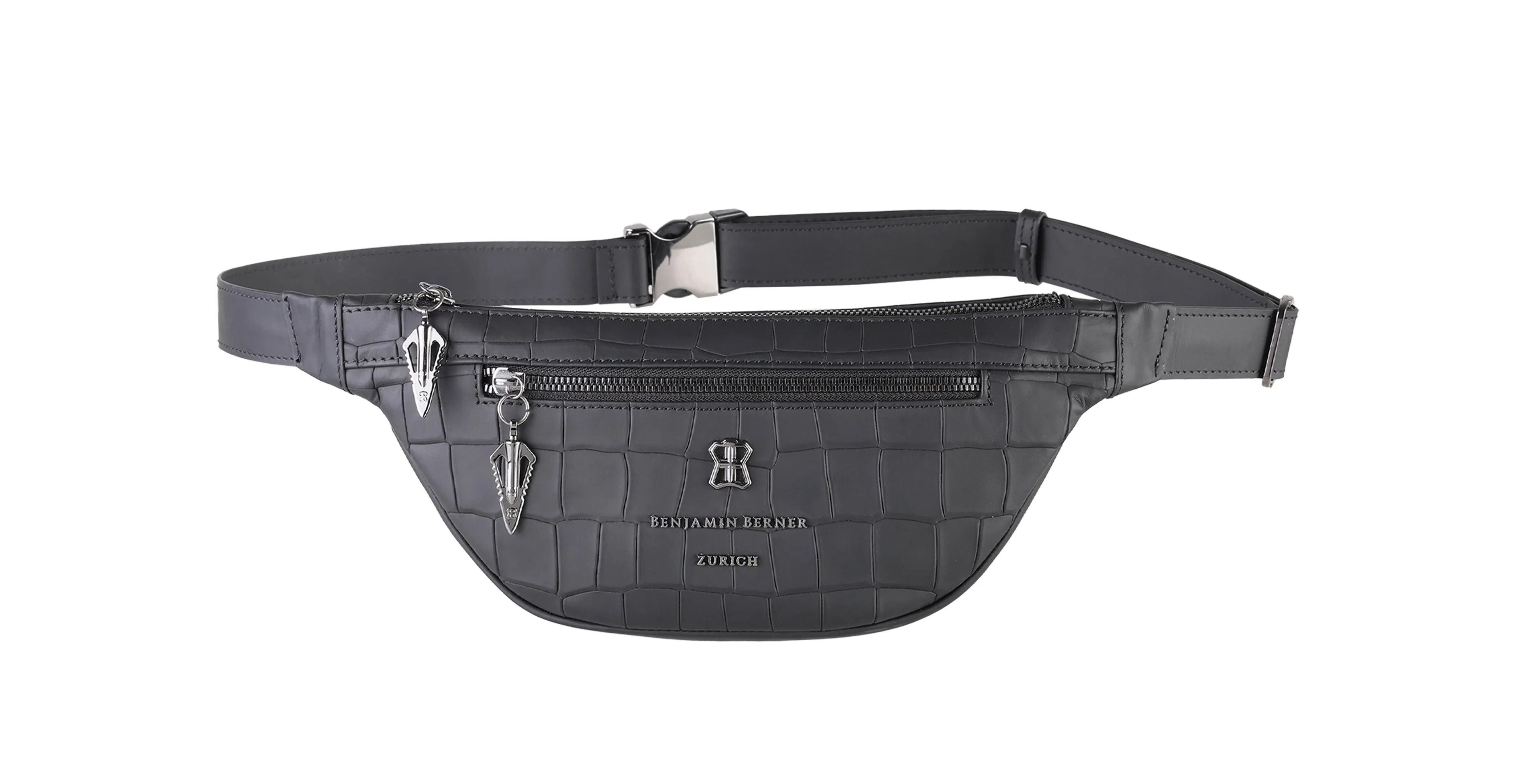 BNJ BUMBAG BLACK MATT CROCODILE  CALFSKIN