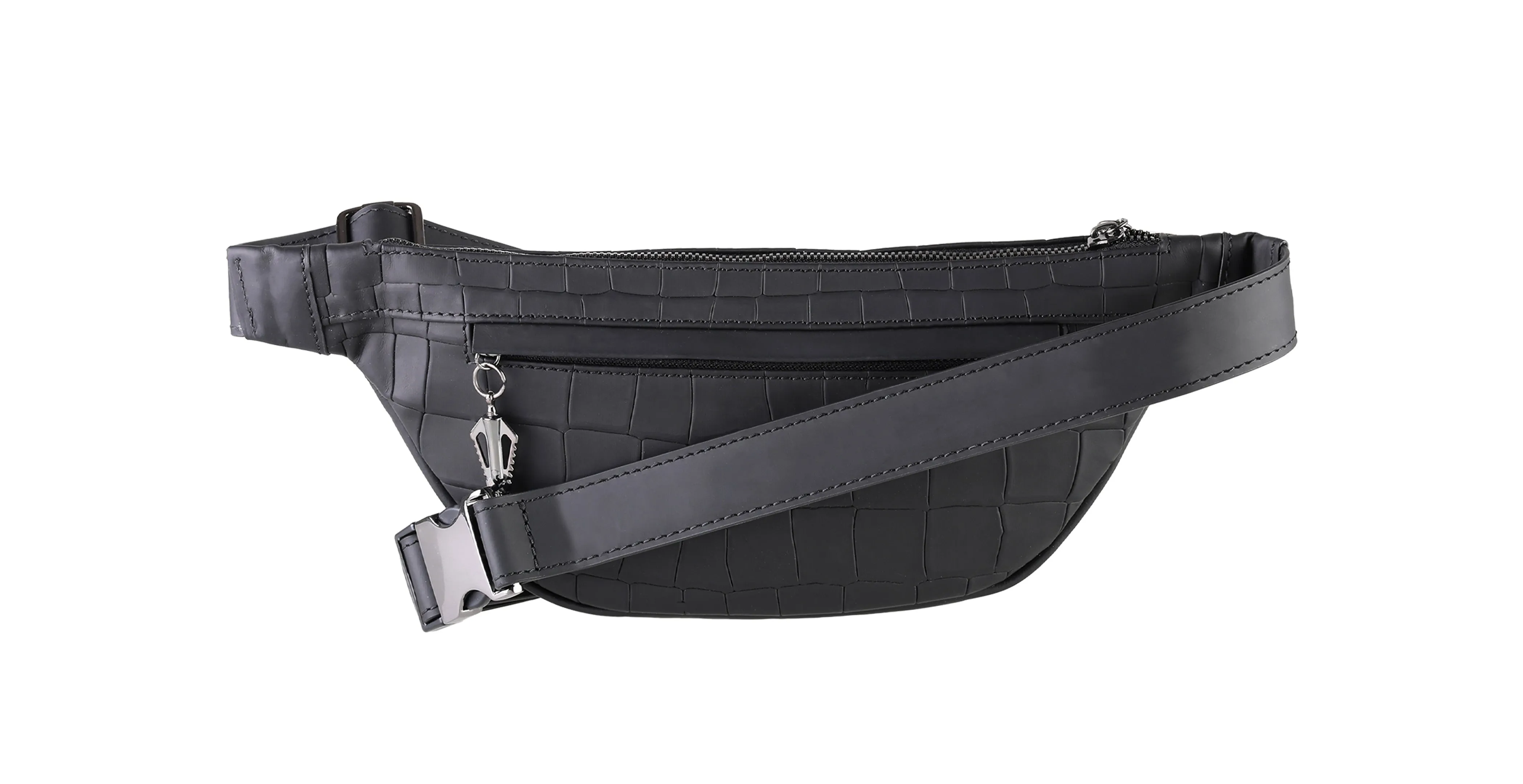 BNJ BUMBAG BLACK MATT CROCODILE  CALFSKIN