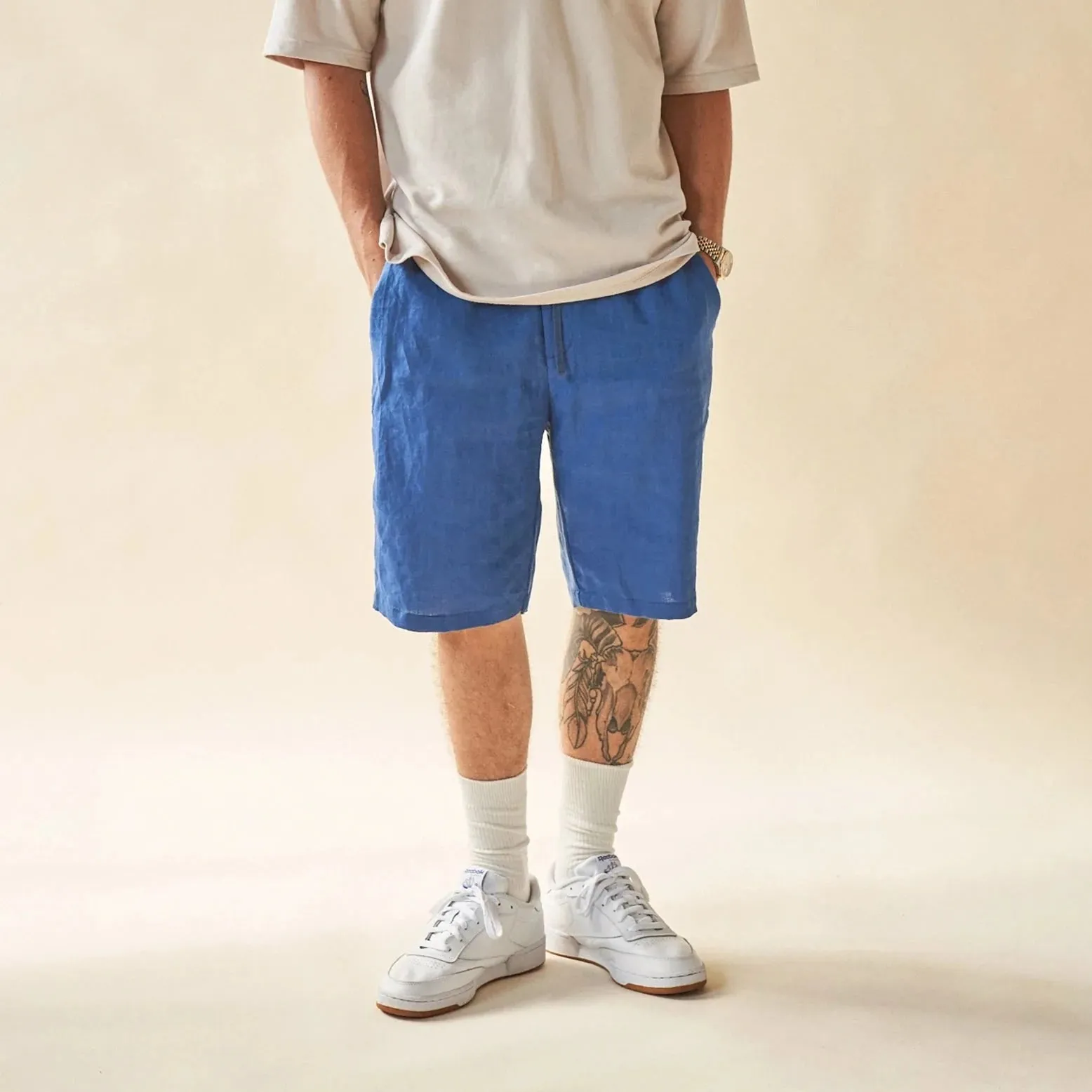 bound 'Tagus' Linen Shorts - Legion Blue