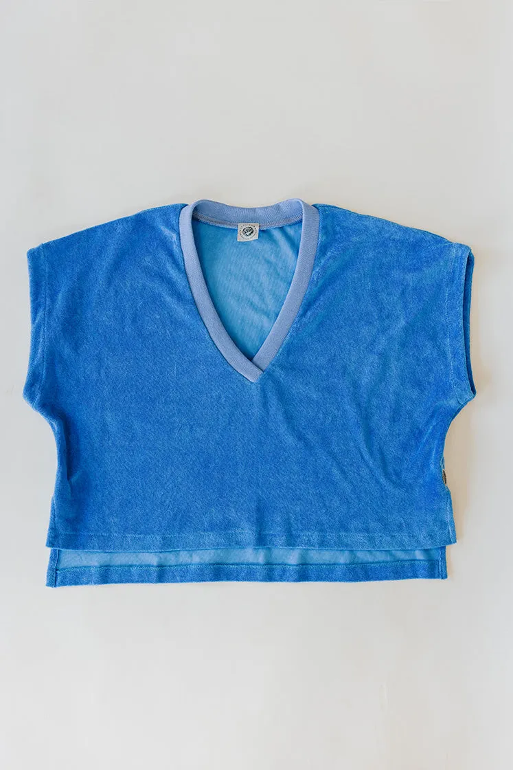 Boxy V-Neck Tee - Royal Blue Terrycloth