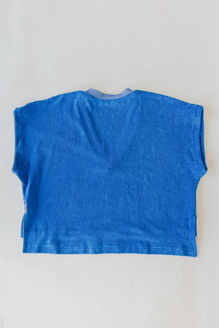 Boxy V-Neck Tee - Royal Blue Terrycloth