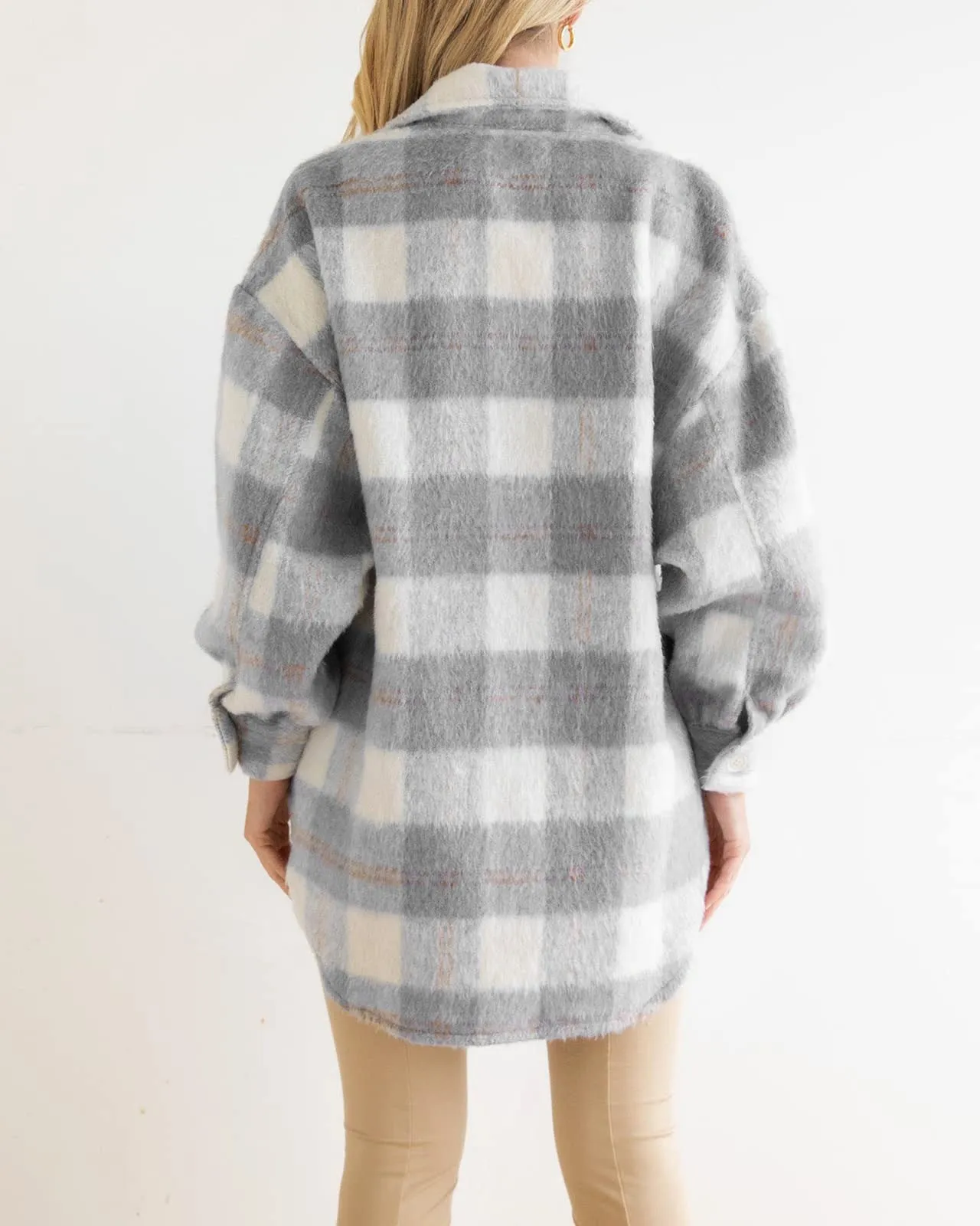 Button Down Long Sleeve Plaid Cardigan Outerwear