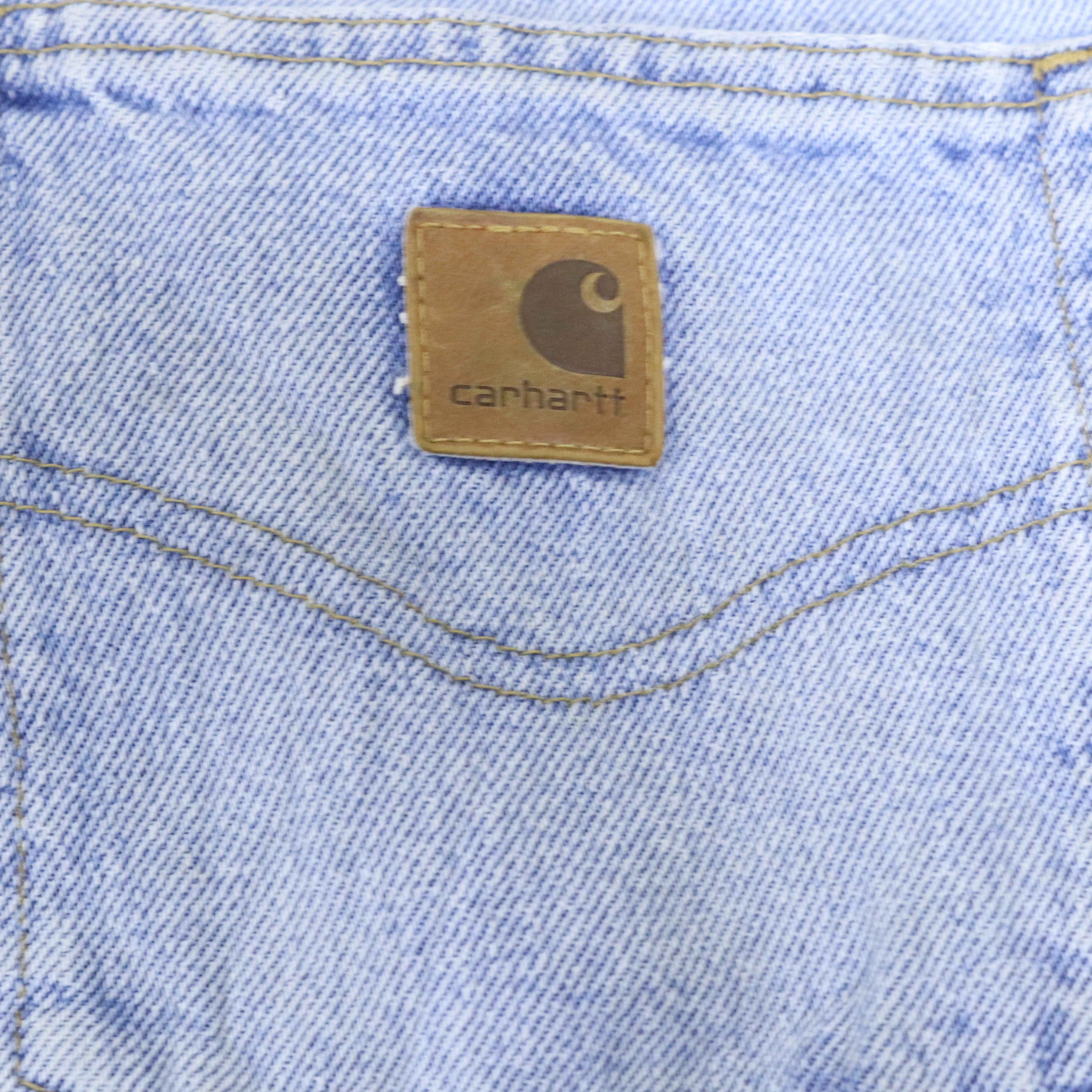 Carhartt Blue Denim Jeans With Leather Patch