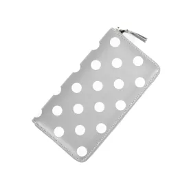 CDG Polka Dot Printed Leather Zip Wallet (Grey)