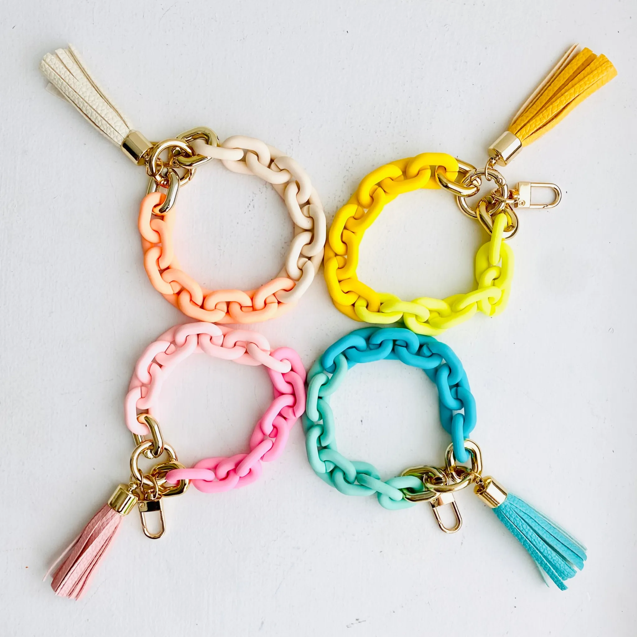 Chain Link Bangle Keychain Peach