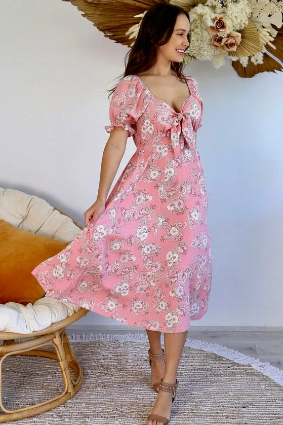 Charlotte Midi Dress - Pink Floral