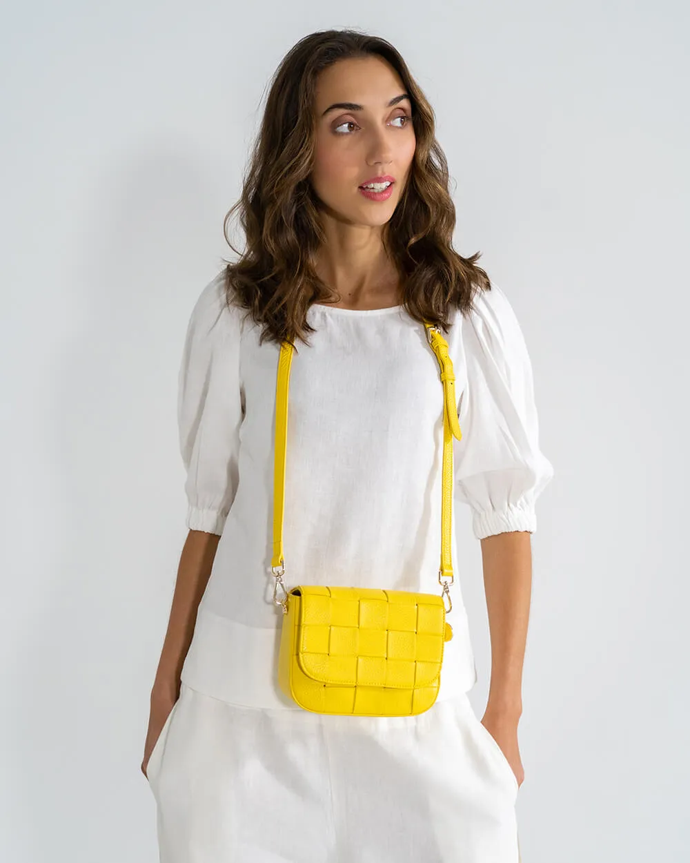 Clara Weave Crossbody - Yellow