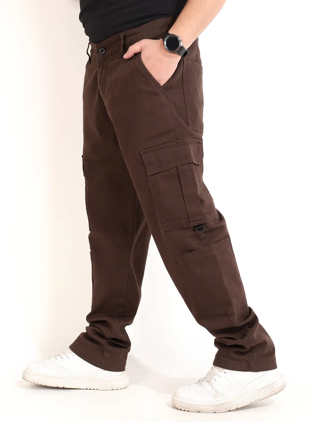 Coffee Baggy Fit 8 Pocket Drill Cargo