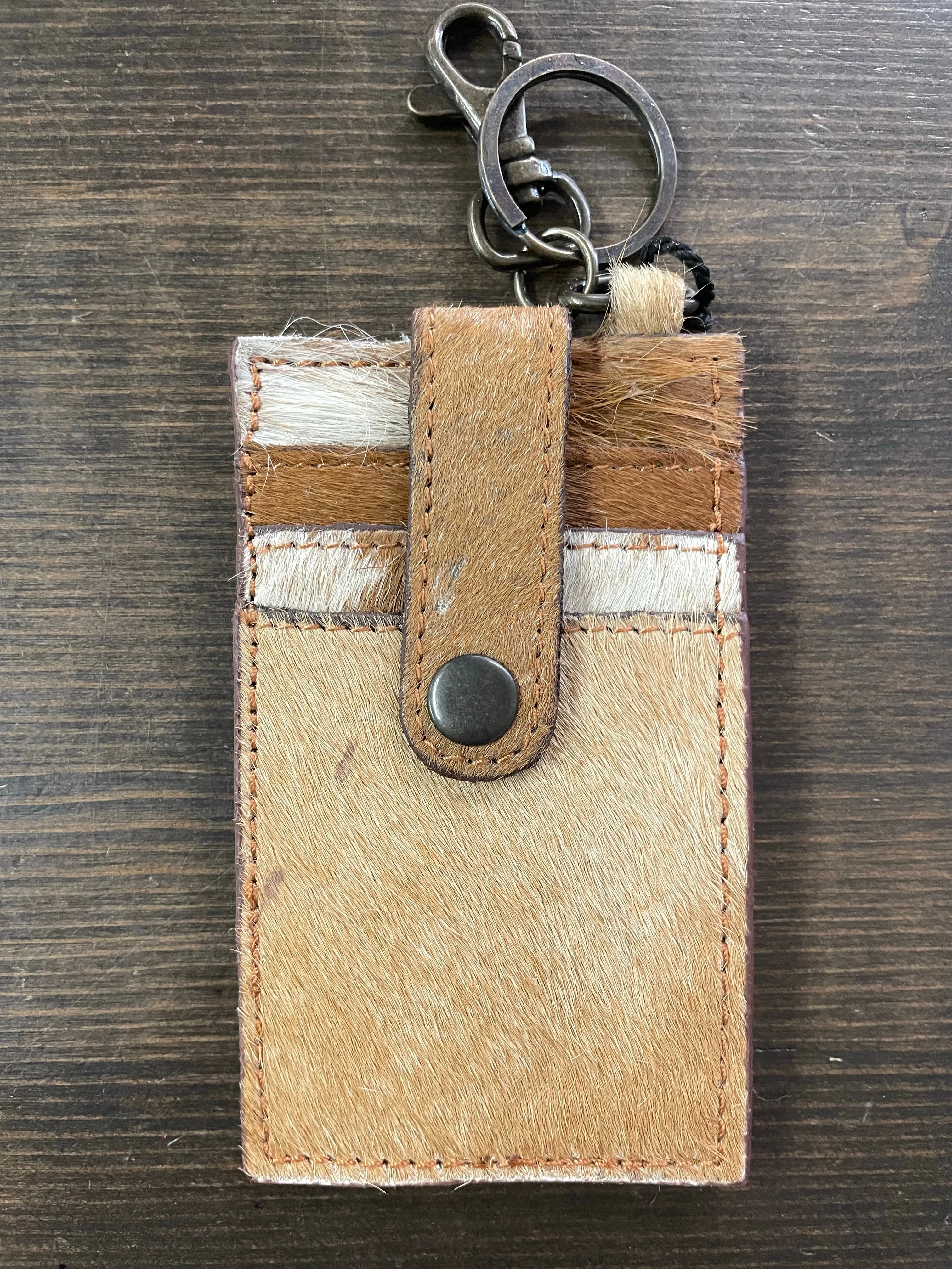 Cowhide Card Keeper Keychain