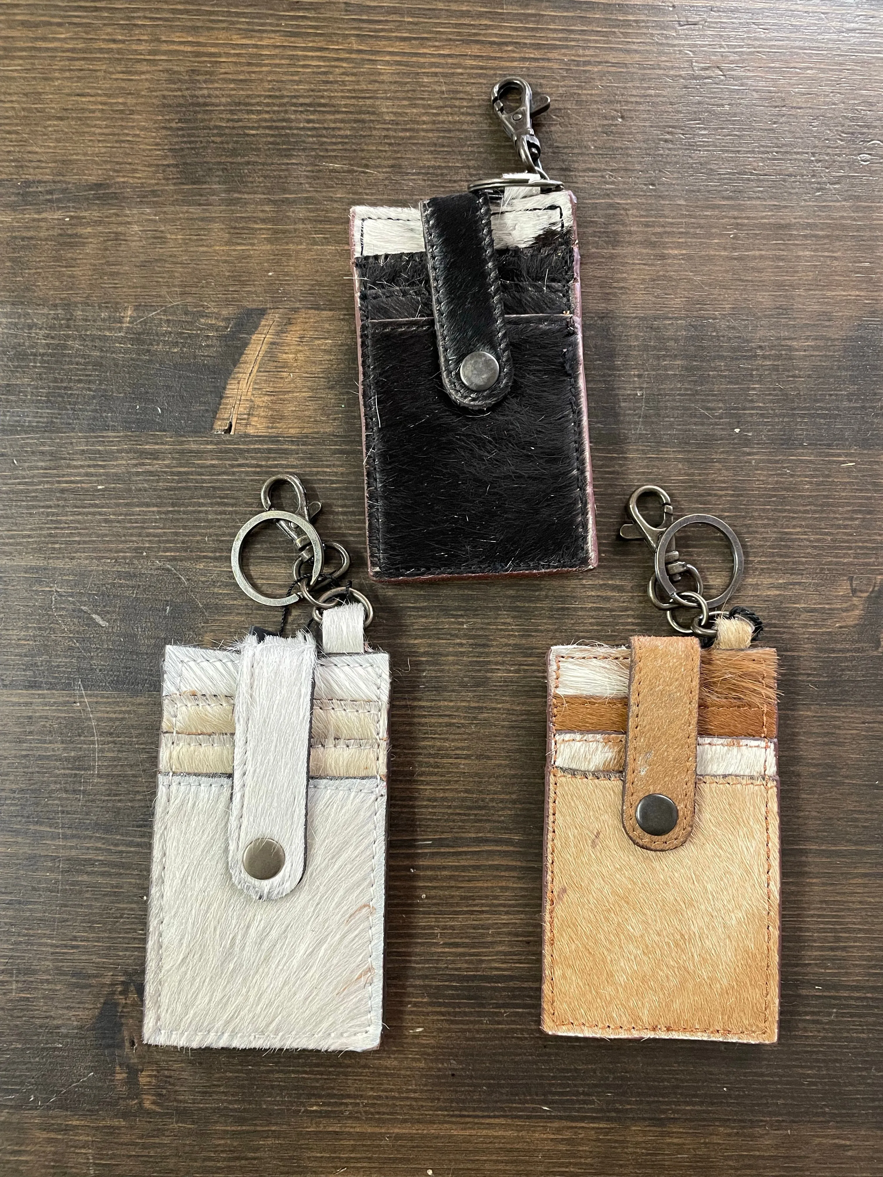 Cowhide Card Keeper Keychain