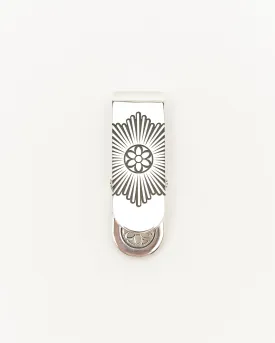 Cream Dream Money Clip, Sunburst Rosette, Sterling