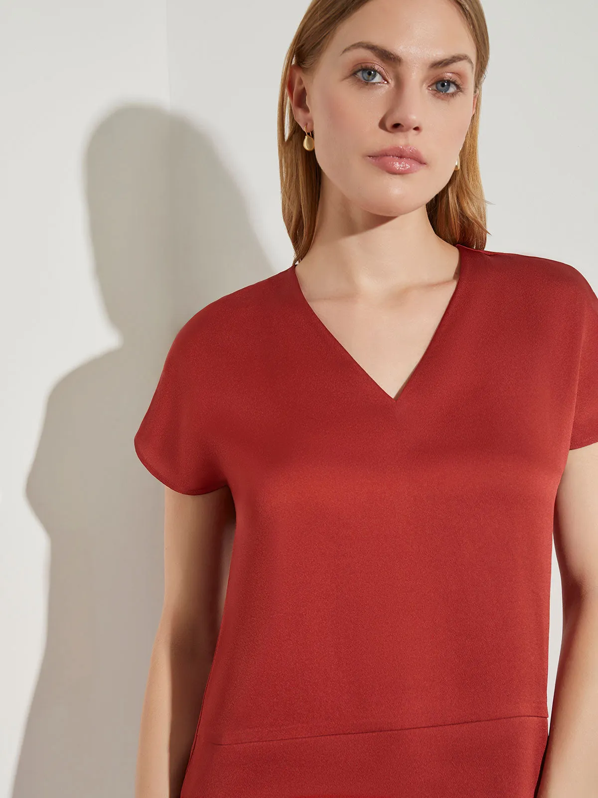 Crepe de Chine Cap Sleeve Blouse