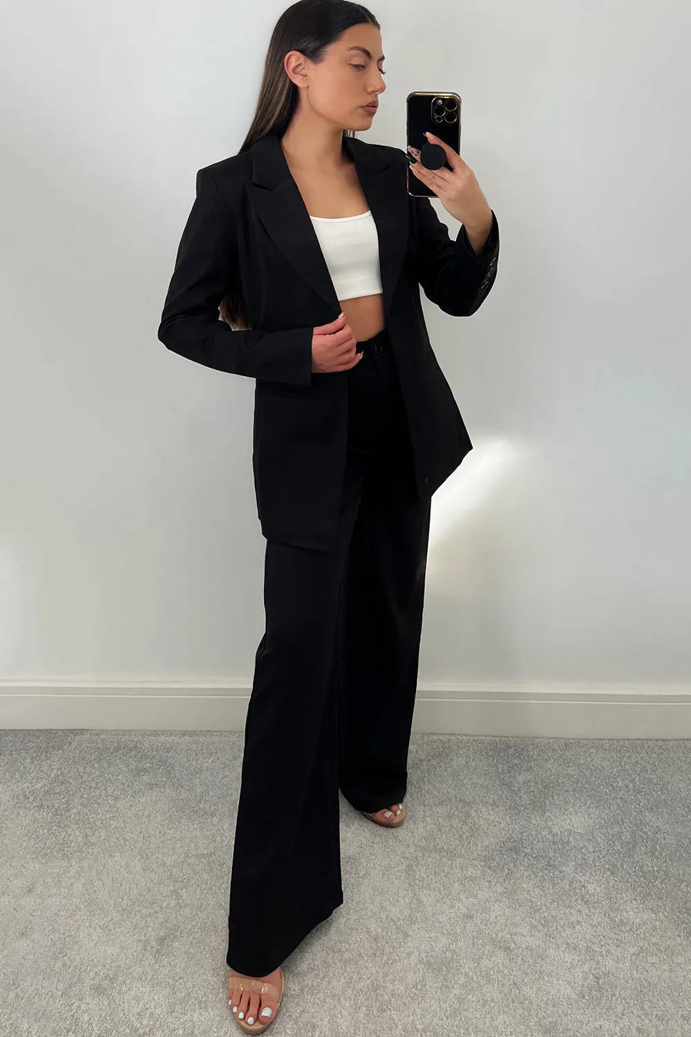 Cyndi Black Button Tailored Blazer