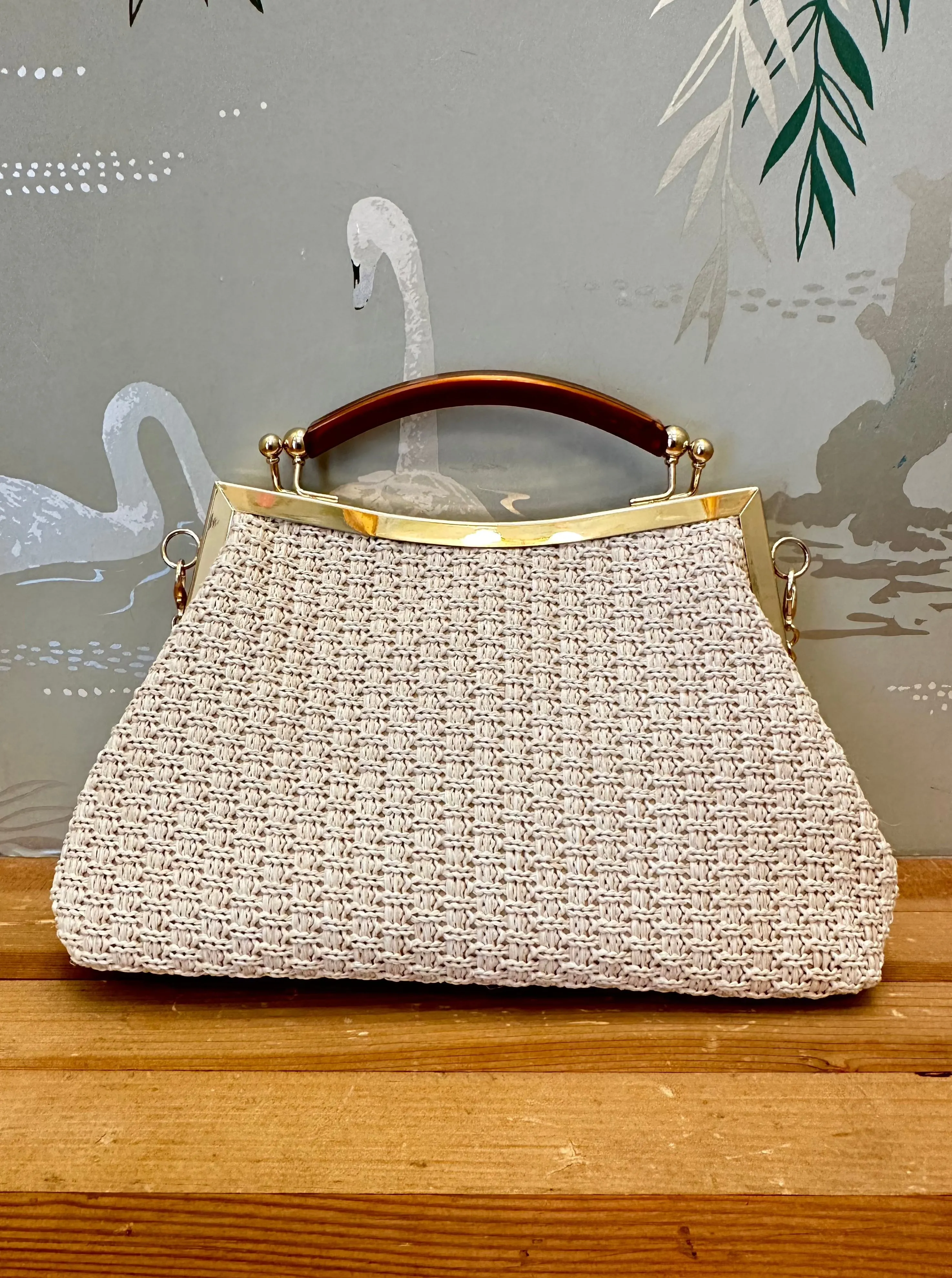 Daisy Woven Clutch Ivory