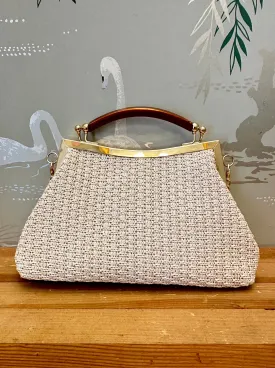 Daisy Woven Clutch Ivory