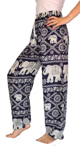 Dark Blue Elephant Harem Pants With Drawstring Waist