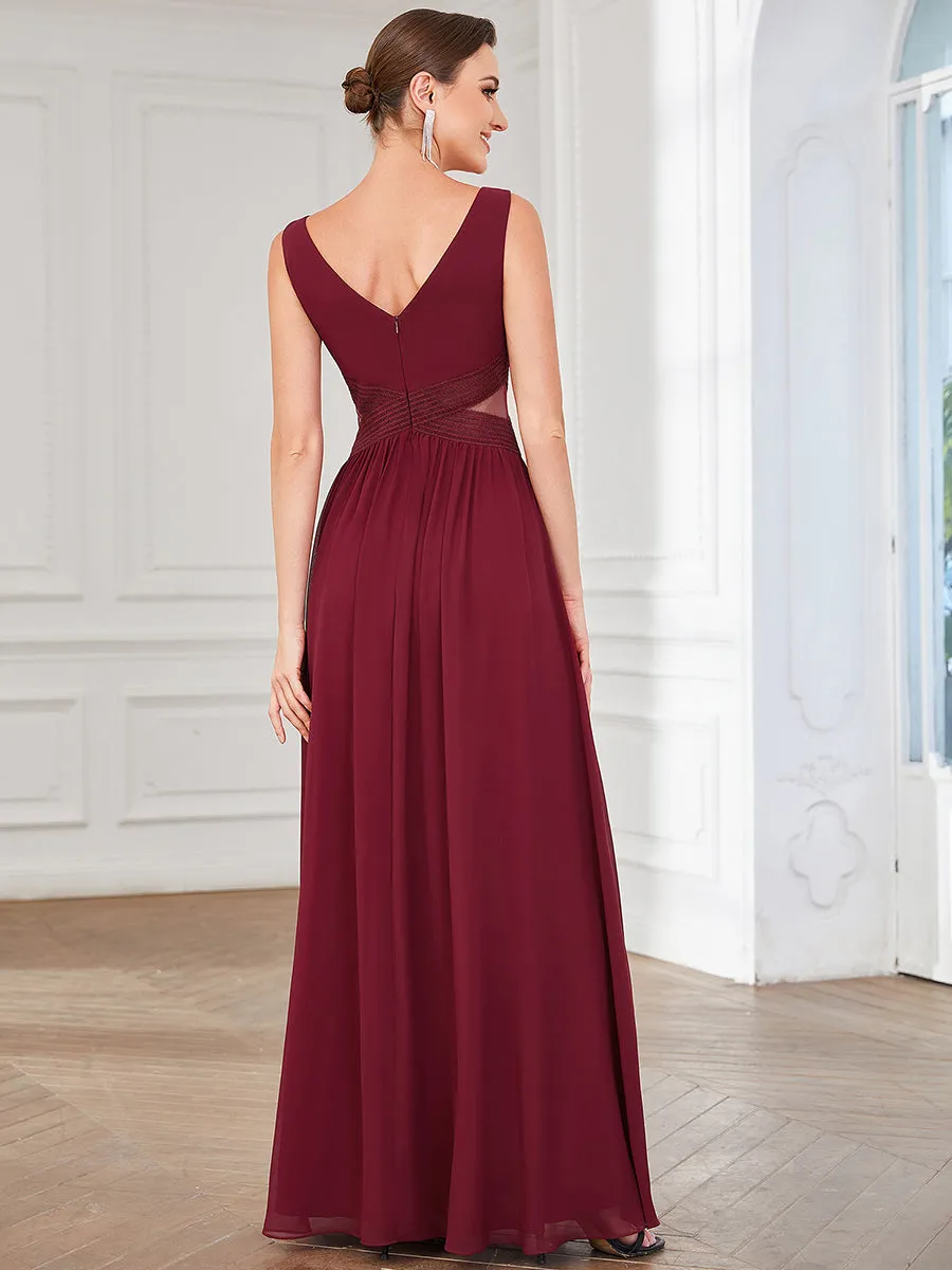 Deep V Neck A Line Strapless Hollow Out Wholesale Evening Dresses